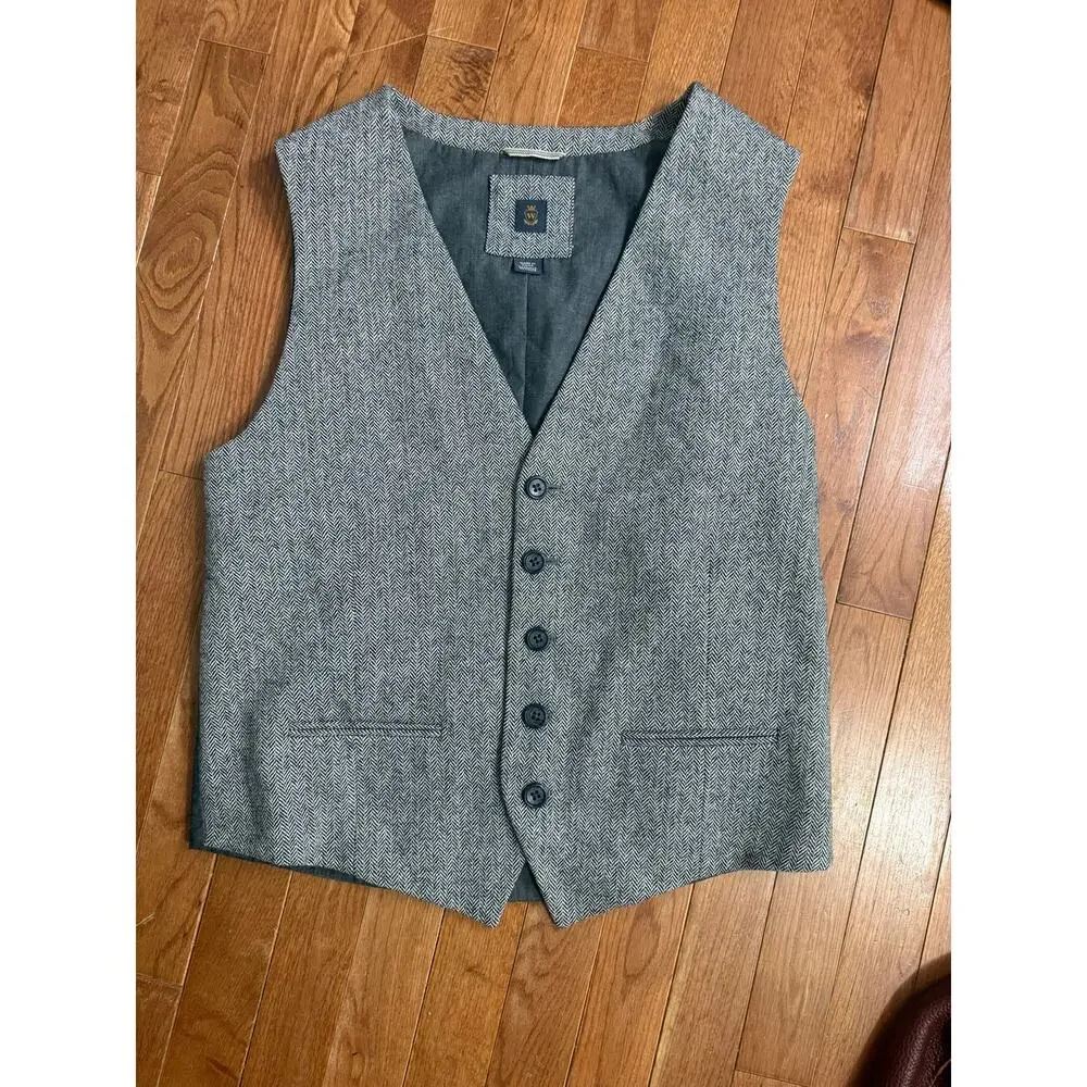 Wallin & Bros Men’s M Wool Blend Herringbone Vest Waistcoat